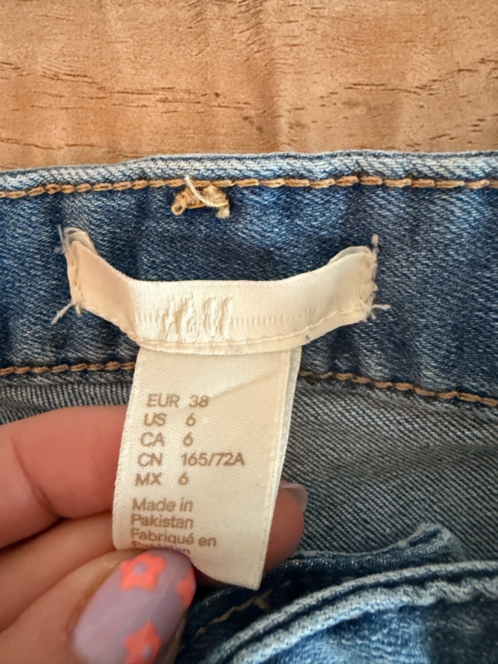 H&M Light Blue Distressed Denim Cutoff Shortie Shorts - Picture 3 of 6